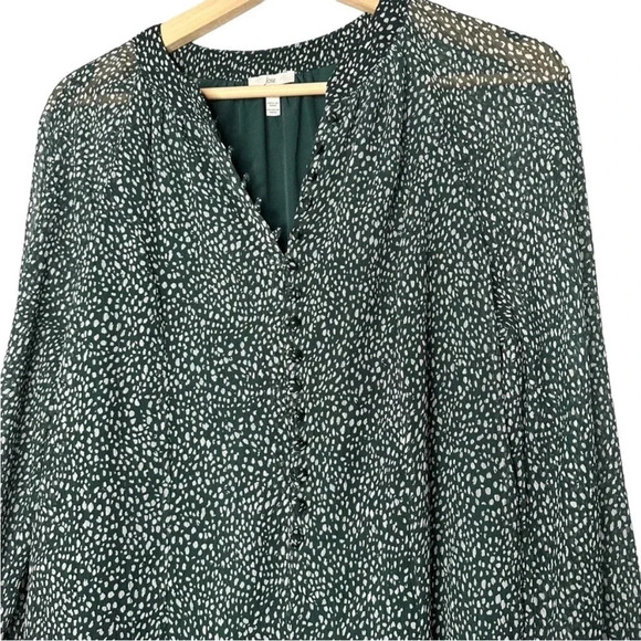 JOIE Green Artic Animal Print Green Dot Balloon Sleeve Dress - Picture 3 of 4